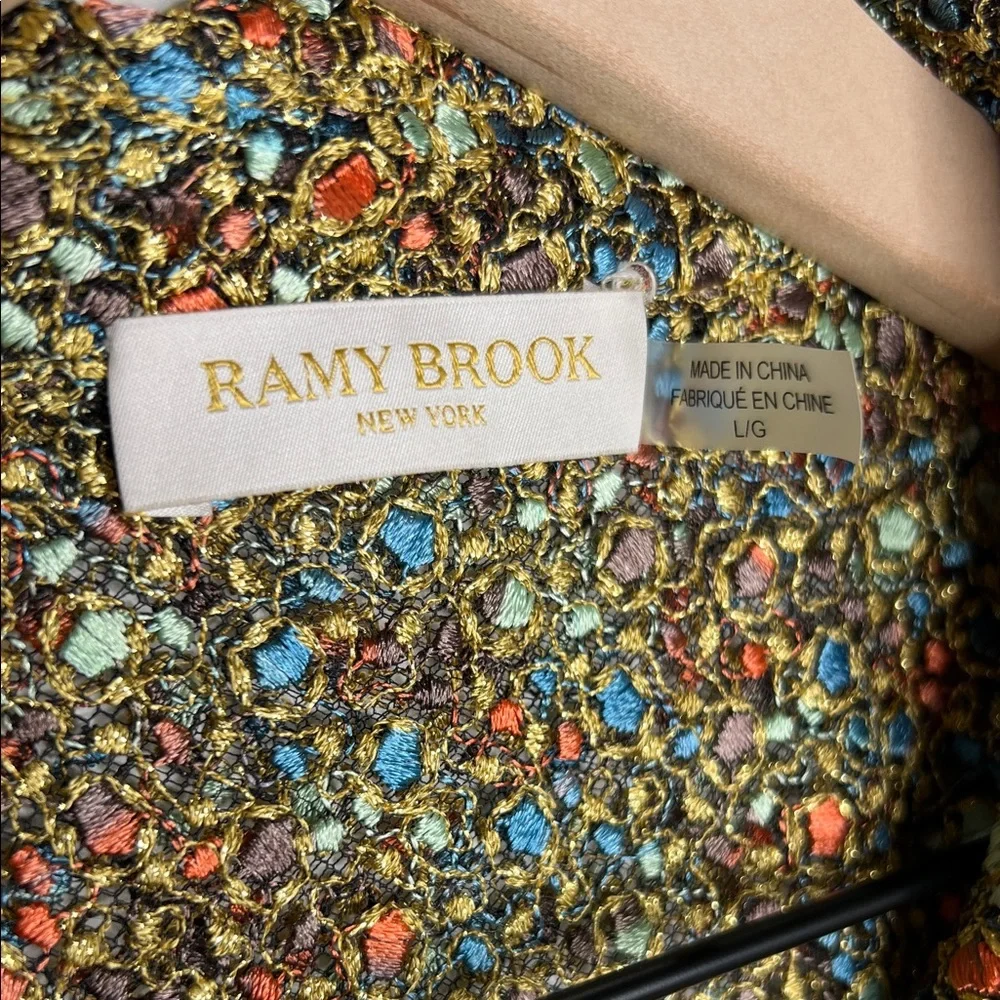 Ramy Brook Tien Magical Speckled Jacquard Embroidered Sheer Multicolor Blouse - Picture 3 of 13